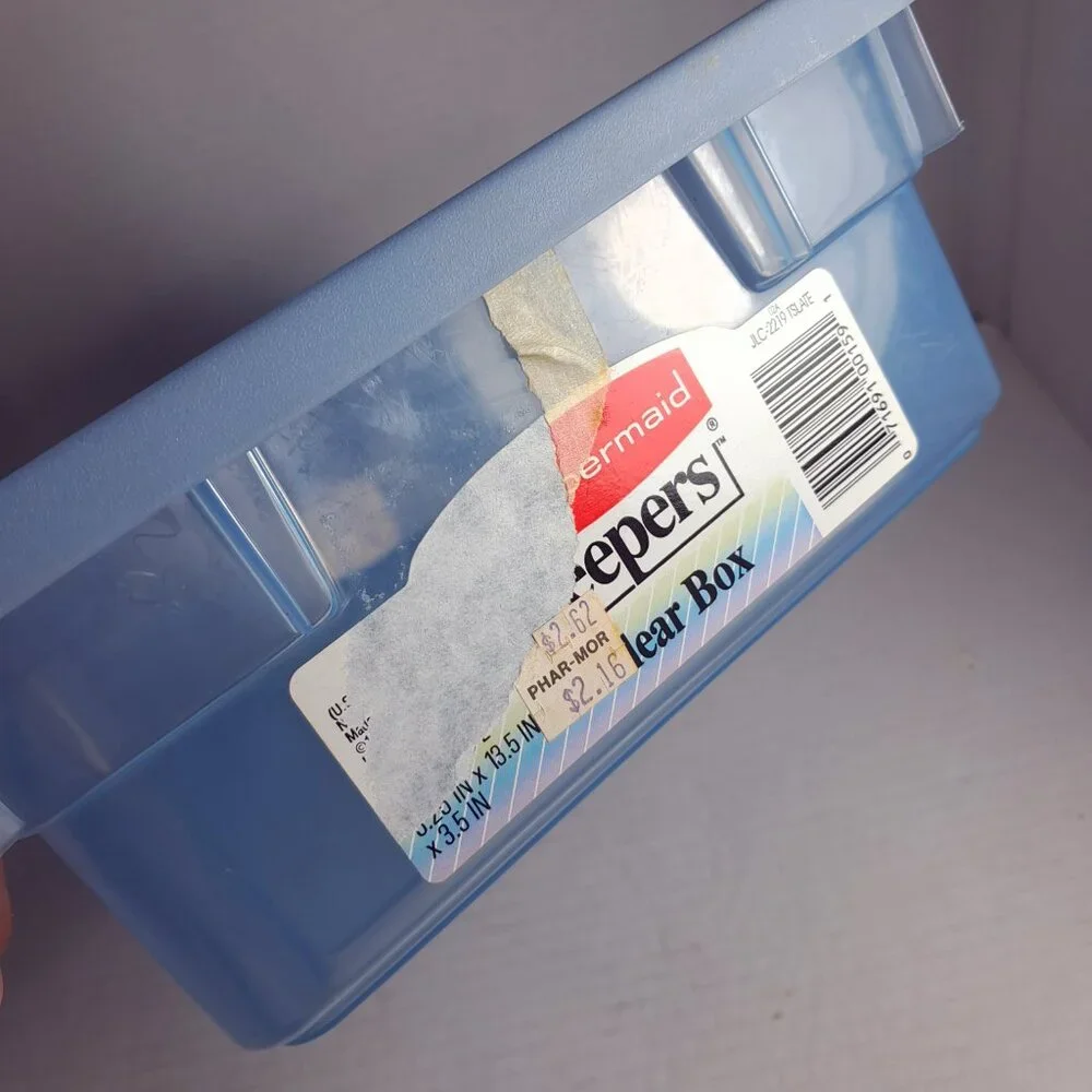 Vintage‎ Rubbermaid 0286 Storage Box Blue clear Container Plastic Snap Shut Lid